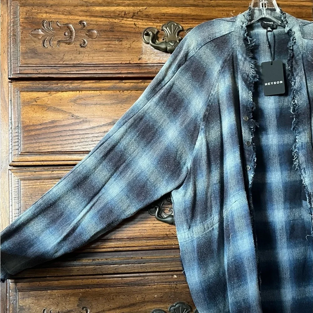 HEYSON Distressed Blue Plaid Jacket